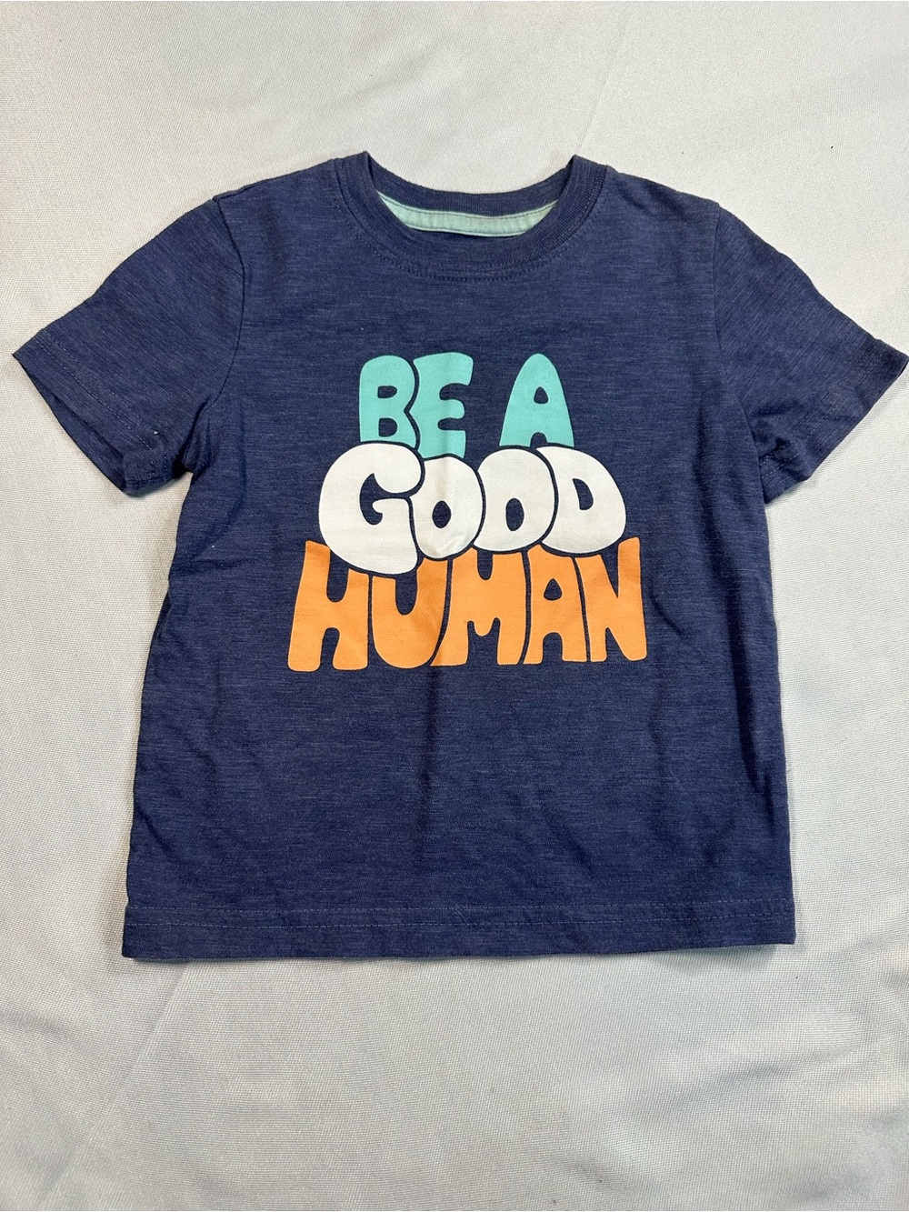 okie dokie Navy 'Be A Good Human' Graphic Tee with Aqua, White & Orange Print‎